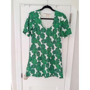 Like New Anthropologie PORRIDGE printed mini dress in green floral Sz Small